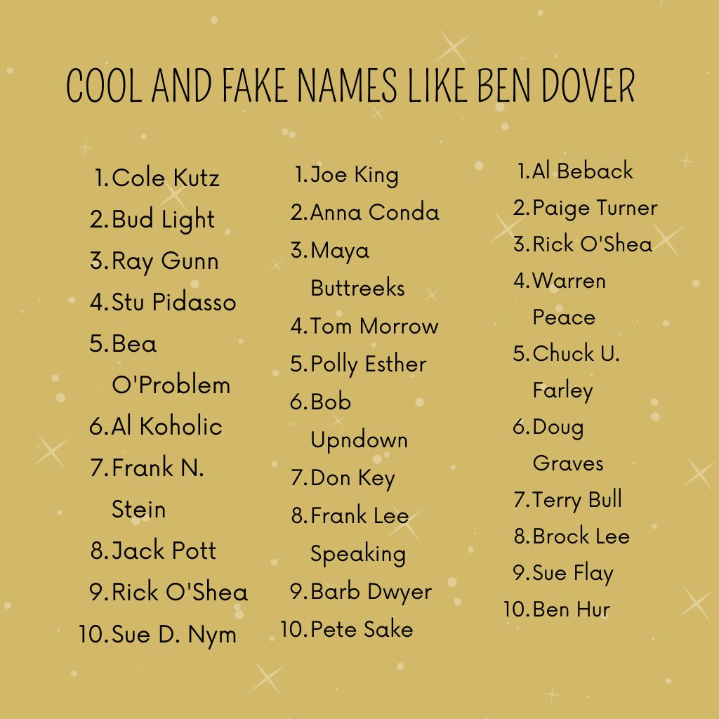 Funny Names Like Ben Dover